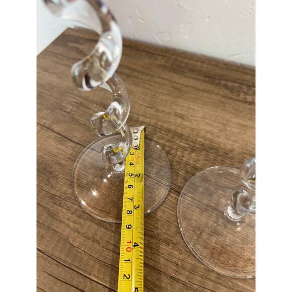 Elegant Clear Glass Spiral Candle Holders Pair – Twisted Design – 10” & 11” - Picture 6 of 10